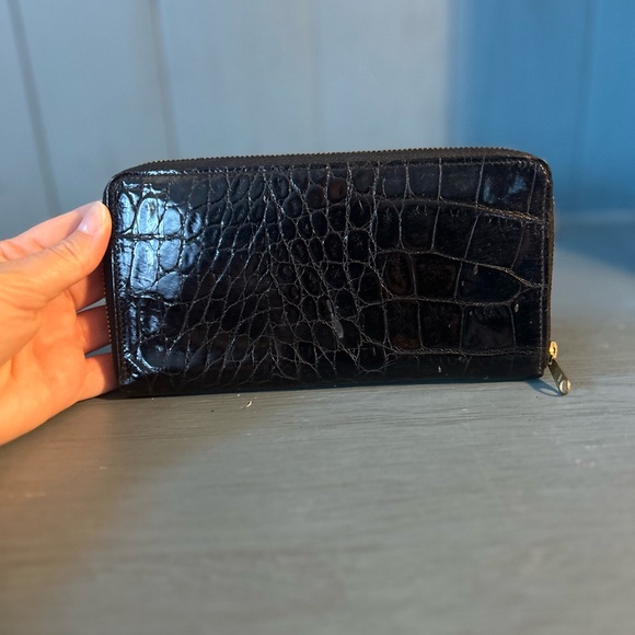 Furla Black Overall Zip Croc Wallet, (Long) - Picture 6 of 6